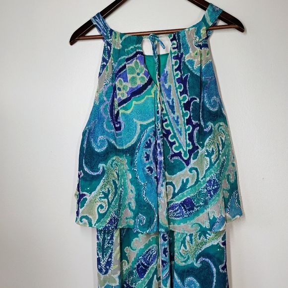 Chico's Sleeveless Halter Ocean Paisley Bib Maxi Dress Womens 3 XL Coastal Boho - Picture 5 of 14
